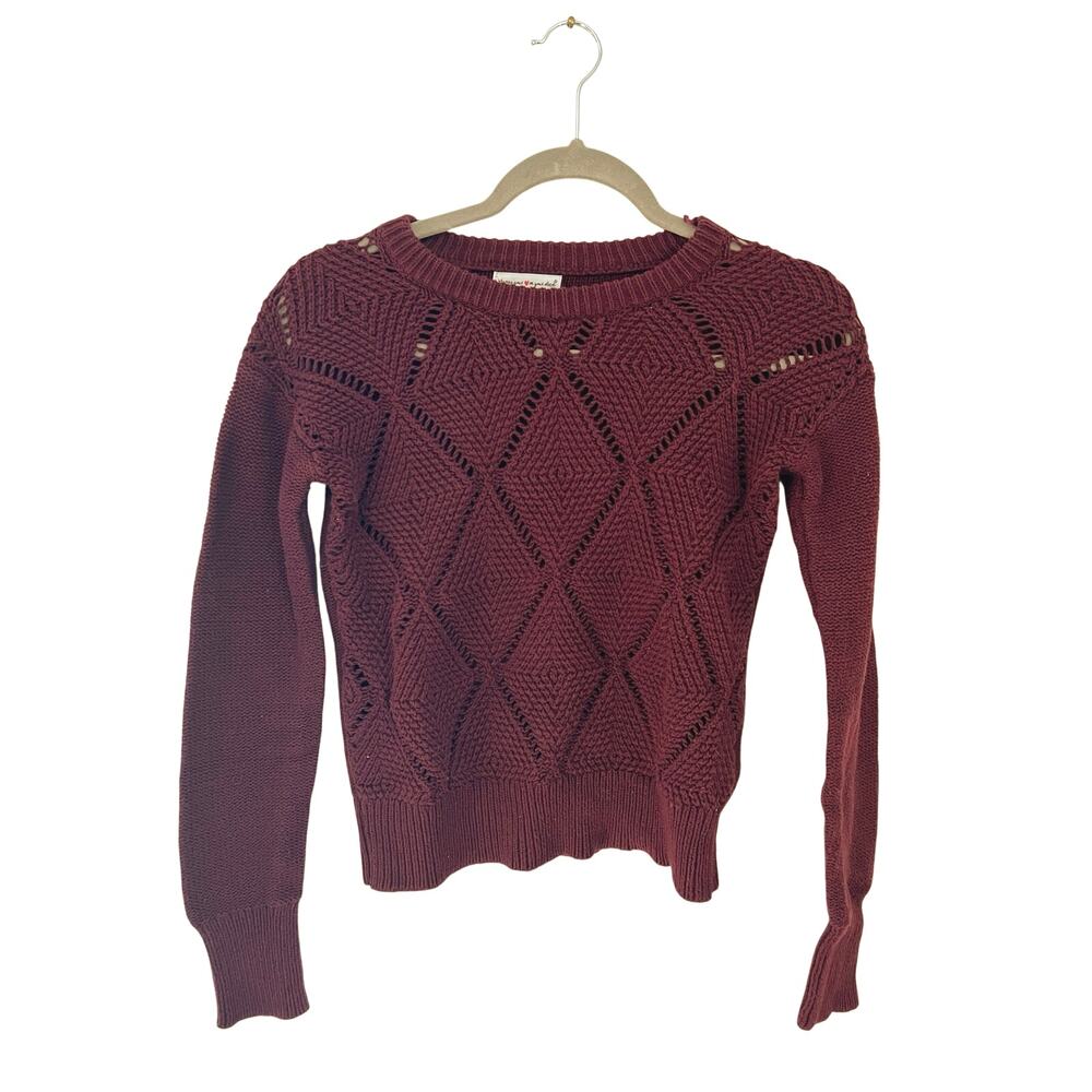 ❤️ 3/$25 Vtg Y2K Maroon Cable Knit Sweater | Junior’s Small